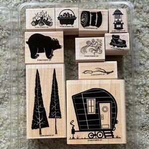 Stampin' Up! Happy camper & Nature Wood-Mount Stamp Set